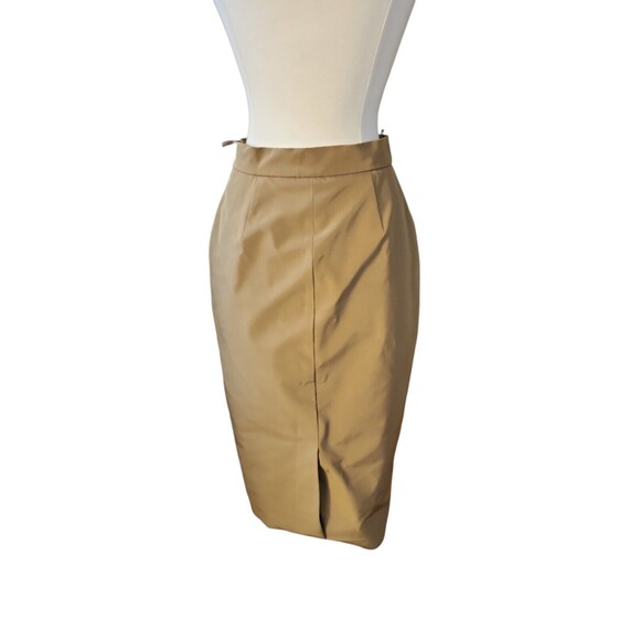 Prada Midi Skirt Women's Size 40 IT (US 2) Minimalist Nylon Pencil Dark Taupe - Picture 3 of 10